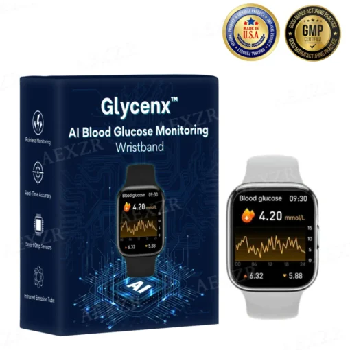 Glycenx™ AI Blood Glucose Monitoring Wristband - Forget Finger Pricks—Track Your Glucose with Ease!