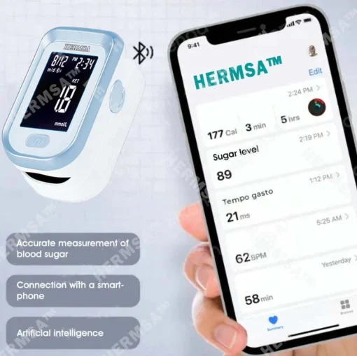 Hermsa™ Precision Noninvasive Bluetooth Blood Glucose and Ketone Testing Medical Device - Image 3